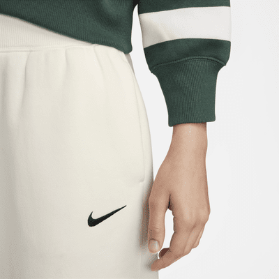 Polo cropped oversized de rayas con magas 3/4 para mujer Nike Sportswear Phoenix Fleece