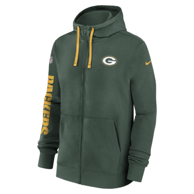 Sudadera con gorro de cierre completo Nike para hombre Green Bay Packers Sideline Team Issue Club