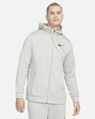 Nike Training Dri-FIT fleece full zip hoodie in light grey