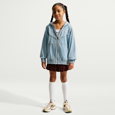 Nike Sportswear Collection Big Kids' Full-Zip Hooded Denim Jacket