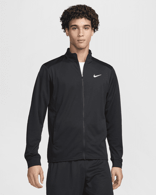 nike black polyester terry jacket