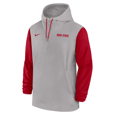 Ohio State Buckeyes Sideline Pre-Game Player Men's Nike College 1/2-Zip Hooded Jacket