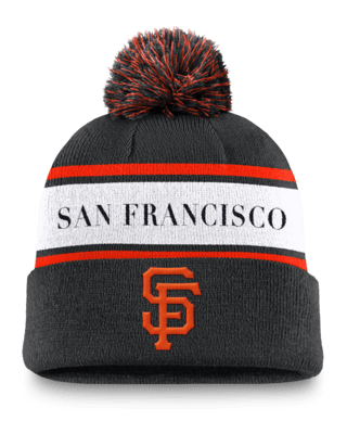 Мужские  San Francisco Giants Team Stripe Peak Nike MLB Cuffed Pom Beanie