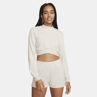 Nike Sportswear Chill Terry French-Terry-Damenoberteil im Crop-Style mit Rundhalsausschnitt