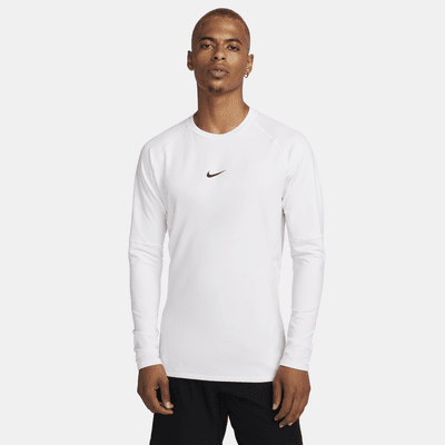 Nike Pro Men's Dri-Fit Slim Fit Long-Sleeve Top, Large, White/Black/Black