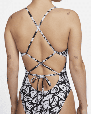 Nike Swim Women's Lace-Up Tie-Back One-Piece Swimsuit.