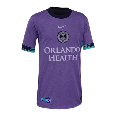 Jersey Nike Dri-FIT de la NWSL tipo réplica para niños talla grande Barbra Banda Orlando Pride visitante Stadium
