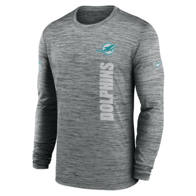 Playera de manga larga Nike Dri-FIT de la NFL para hombre Miami Dolphins Sideline Velocity