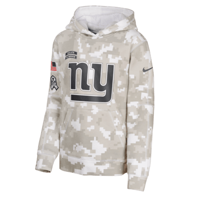 Sudadera con gorro sin cierre Nike de la NFL para niños talla grande New York Giants Salute to Service Primary Edge Club