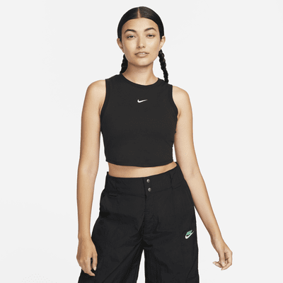 Nike Sportswear Chill Knit Dar Crop Mini Fitilli Kadın Atleti