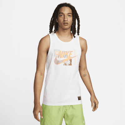 Nike Size L White & Orange Synthetic NBA Jersey Men's Tank Top