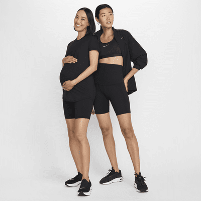 ナイキ (M) ワン ウィメンズ Dri-FIT ハイウエスト 21cm バイカーショートパンツ ポケット付き (マタニティ)