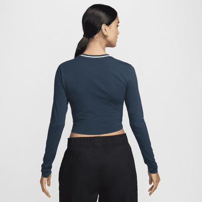 Nike Sportswear Chill Knit Samarreta entallada de màniga llarga i disseny cropped amb estampat - Dona