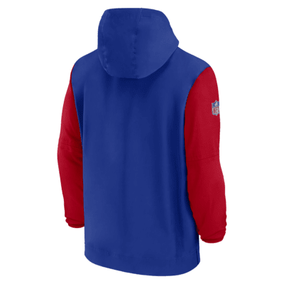 Chamarra Nike de la NFL con gorro de medio cierre para hombre Buffalo Bills Sideline Pre-Game Player