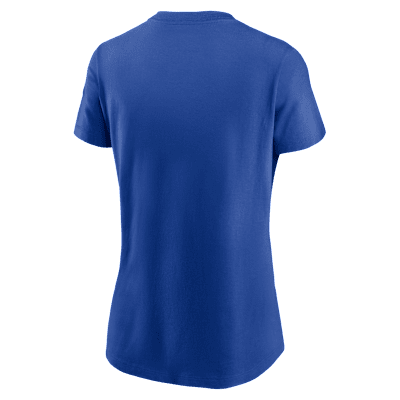 Playera universitaria Nike para mujer Duke Athletic Prep Arch Local Script