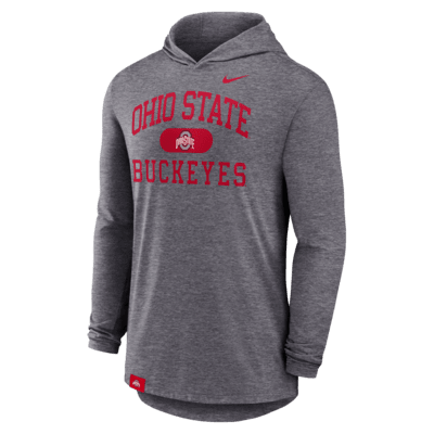 Playera universitaria Nike Dri-FIT de manga larga con gorro para hombre Ohio State Buckeyes Blitz