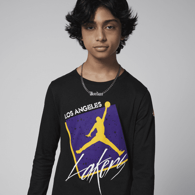 Los Angeles Lakers Courtside Statement Edition Older Kids' (Boys') Jordan Max90 NBA Long-Sleeve T-Shirt