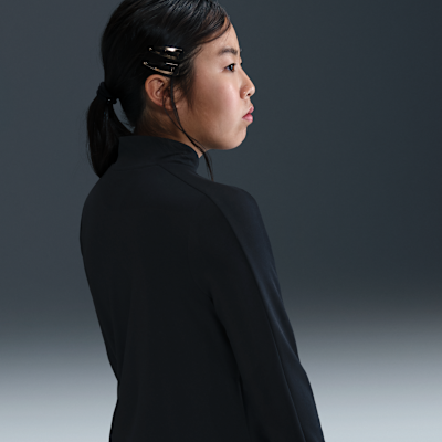 Nike Dri-FIT langermet overdel med halv glidelås til store barn (jente) (utvidet størrelse)