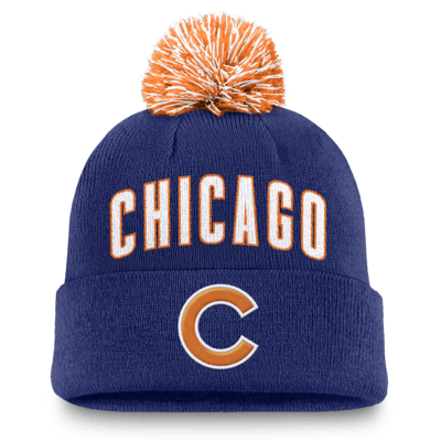 Gorro con dobladillo y pompón Nike de la MLB para hombre Chicago Cubs Peak