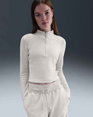 Женские  Nike Sportswear Phoenix Plush Slim Long-Sleeve Cozy Fleece 1/2-Zip Top