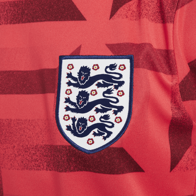 England Academy Pro Nike Dri-FIT Pre-Match-fodboldtrøje med korte ærmer til større børn