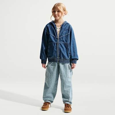 Nike Sportswear Collection hosszú cipzáras, kapucnis farmerkabát nagyobb gyerekeknek