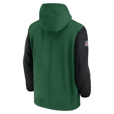 Chamarra Nike de la NFL con gorro de medio cierre para hombre New York Jets Sideline Pre-Game Player