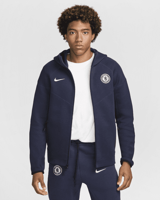 Мужское худи Chelsea FC Tech Fleece Windrunner Nike Soccer Full-Zip Hoodie для бега