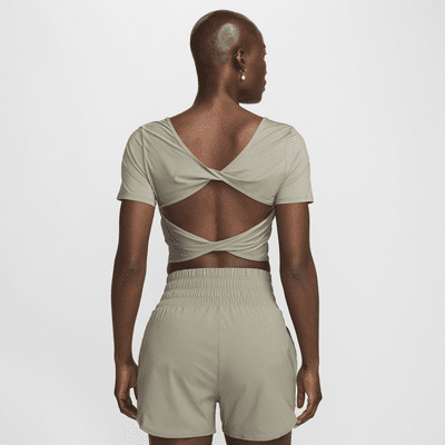 Nike One Classic Dri-FIT gedraaide croptop met korte mouwen voor dames