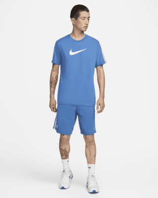 blue nike shirt and shorts