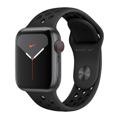 Apple Watch Nike Series 5 (GPS + λειτουργία κινητού) με Nike Sport Band σε ανοιχτή συσκευασία και κάσα αλουμινίου 44 mm σε Διαστημικό Γκρι