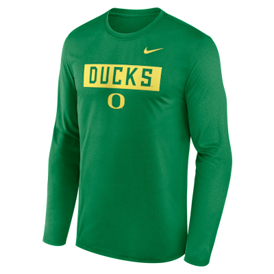 Playera de manga larga universitaria Nike Dri-FIT para hombre Oregon Primetime Legend 2-Hit