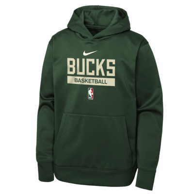 sudadera con gorro sin cierre Nike Dri-FIT NBA para niños grandes Milwaukee Bucks Spotlight