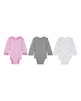 Детские  Nike Baby Essentials Baby (0-9M) Long Sleeve Bodysuits (3 Pack)