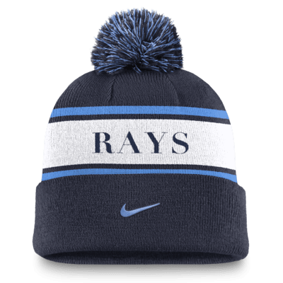 Tampa Bay Rays Team Stripe Peak Men's Nike MLB Cuffed Pom Beanie