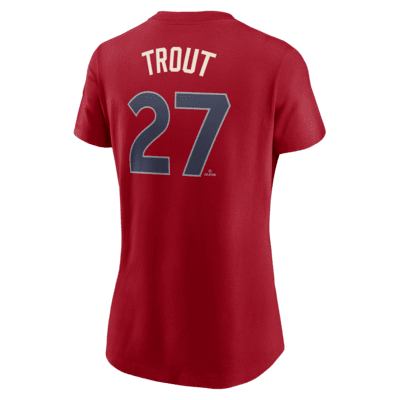 Playera Nike de la MLB para mujer Mike Trout Los Angeles Angels City Connect Fuse