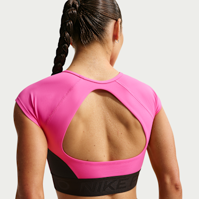 Sujetador deportivo acolchado de manga corta con sujeción media Nike Pro Sculpt para mujer