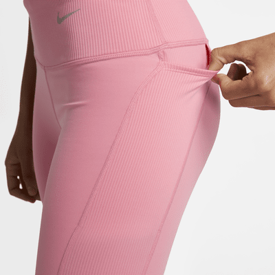 Nike Women's Tight Mid-Rise Ribbed-Panel Running Shorts with Pockets