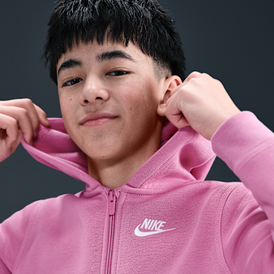 Sudadera con gorro de cierre completo para niño talla grande Nike Sportswear Club
