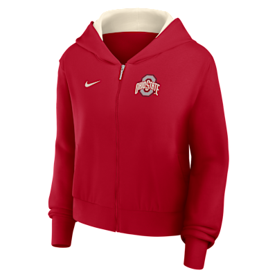 Sudadera con gorro universitaria Nike con cierre completo para mujer Ohio State Mantra