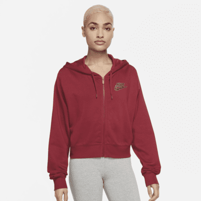 red nike fleece hoodie women's