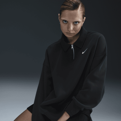 Polo oversize con zip a 1/4 Nike Sportswear Phoenix Fleece – Donna