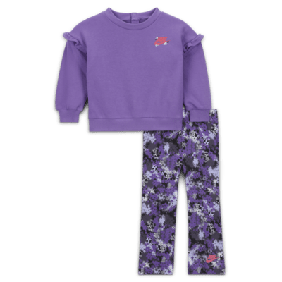 Conjunto de sudadera de cuello redondo de 2 piezas Ruffled para bebé (12 a 24 meses) Nike Dri-FIT Fresh Cut