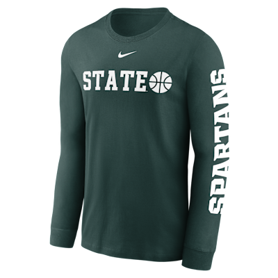 Playera de manga larga universitaria Nike para hombre Michigan State Spartans Basketball Icon