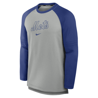 Playera de manga larga Nike Breathe de la MLB para hombre New York Mets Authentic Collection Game Time