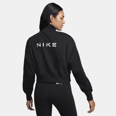 Sudadera de tejido Fleece oversized cropped de medio cierre para mujer Nike Sportswear