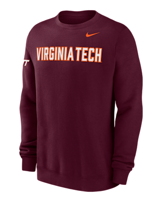 Мужской свитшот Virginia Tech Club Fleece Nike College Crew-Neck