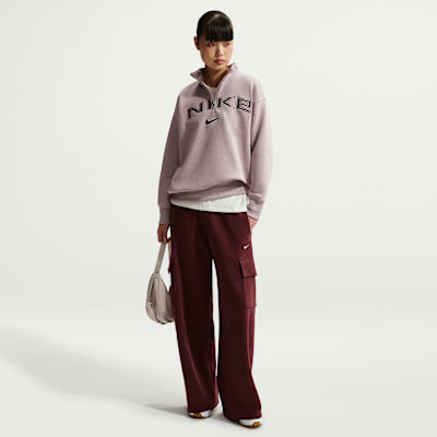 ナイキ スポーツウェア フェニックス フリース ウィメンズ オーバーサイズド 1/4ジップ ロゴ トップ