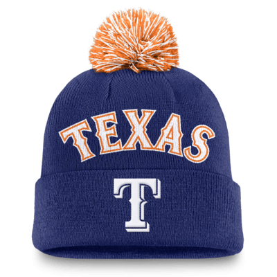 Gorro Nike de la MLB con dobladillo y pompón para hombre Texas Rangers Peak