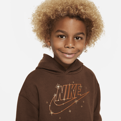 Sudadera con gorro para niños talla pequeña Nike Sportswear Shine Fleece Pullover Hoodie